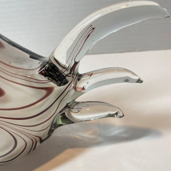 Handcrafted Glass Rooster Figurine With Red Comb & Tail Accents - Picture 5 of 9